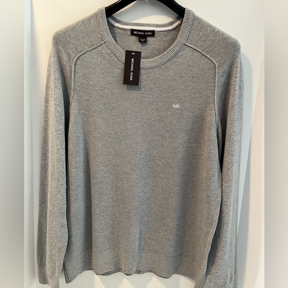Michael Kors 100%Cotton Long Sleeve Crewneck Full Fashion Knit Sweater